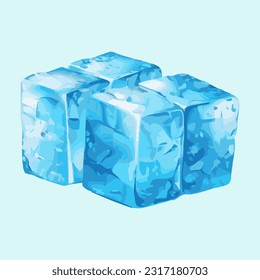 cool ice block watercolor detailed illustration