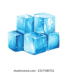 ilustración detallada del bloque de hielo fresco acuarela