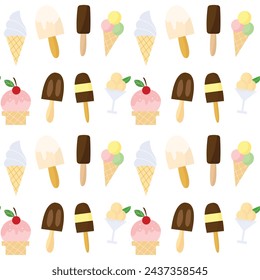 Cool ice cream pattern seamless. Bright design for textile, cake shops textures.