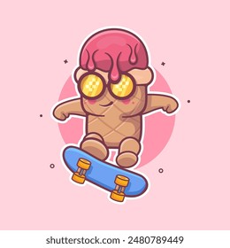 cool ice cream use cone character mascot playing skateboard isolated cartoon