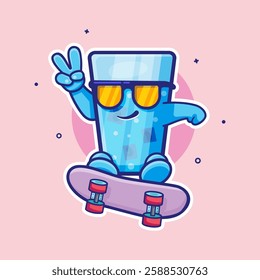 cool ice water drink character mascot playing skateboard isolated cartoon