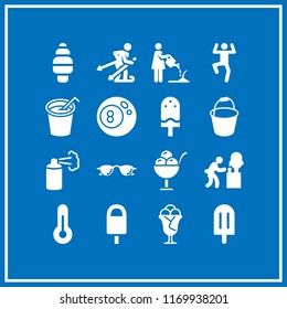 cool icon. 16 cool vector set. paint spray, pool, dancer and watering icons for web and design about cool theme