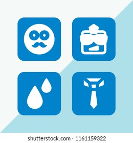 cool icon. 4 cool set with tie, punk, hipster and water vector icons for web and mobile app