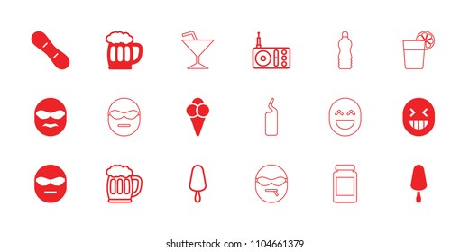 Cool icon. collection of 18 cool filled and outline icons such as ice cream on stick, ice cream, beer mug, snow board, radio. editable cool icons for web and mobile.
