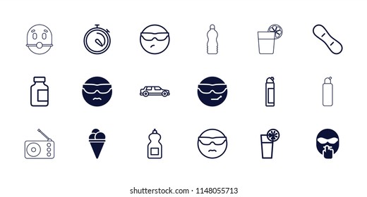 Cool icon. collection of 18 cool filled and outline icons such as cleanser, medical bottle, stopwatch, cocktail, snow board, car. editable cool icons for web and mobile.
