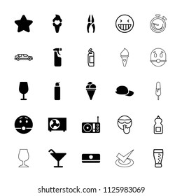 Cool icon. collection of 25 cool filled and outline icons such as star, cocktail, nippers, surprised emot, ice cream, radio. editable cool icons for web and mobile.