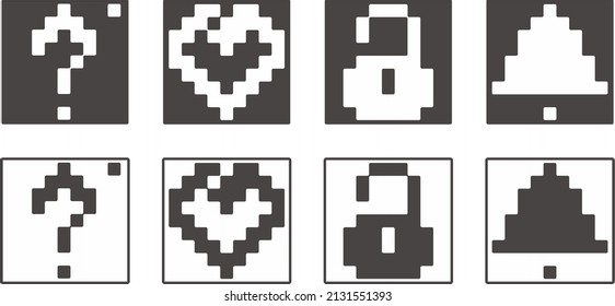 Cool icon set using pixel style. Suitable for various digital and printing purposes.