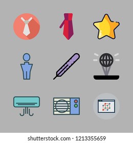 cool icon set. vector set about man, thermometer, tie and cube icons set.