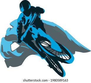 cool illustration of a cyclist in flat style