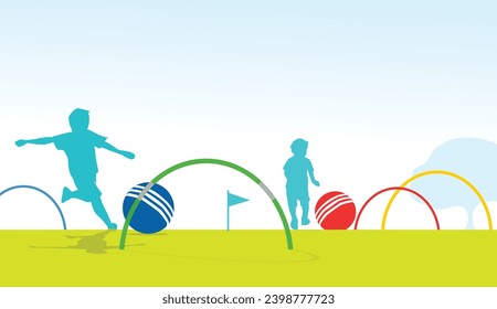 Cool Illustration of kids playing croquet together best for your digital graphic and print