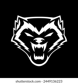 cool illustration of a simple, scary badger head logo