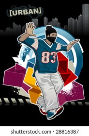 Cool image with young gangster on dark background