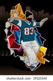 Cool image with young gangster on dark background