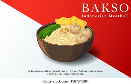 Cool Indonesian food banner, bakso iIndonesian mearball