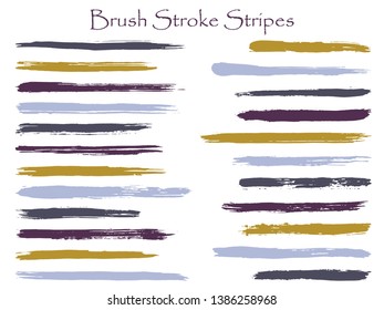 Cool ink grey gold brush stroke stripes vector set, horizontal marker or paintbrush lines patch. Hand drawn watercolor paint brushes, smudge strokes collection. Vector ink traces, color combinations.