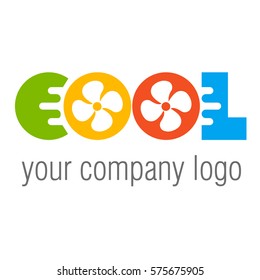 COOL inscription with fans. Vector illustration.