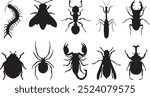 Cool insect silhouette set designs