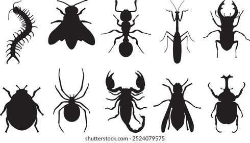 Cool insect silhouette set designs