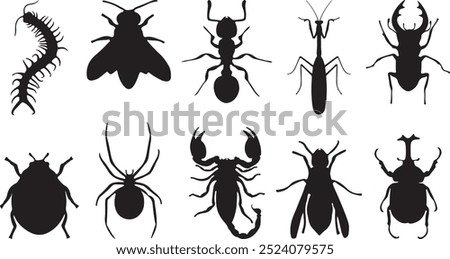 Cool insect silhouette set designs