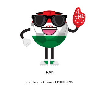 Cool International Iran Flag Soccer Ball Supporter Mascot Tournament Illustration