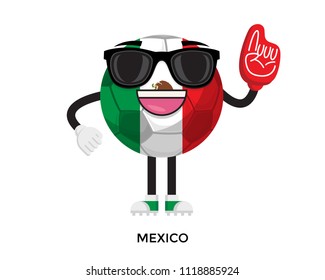 Cool International Mexico Flag Soccer Ball Supporter Mascot Tournament Illustration