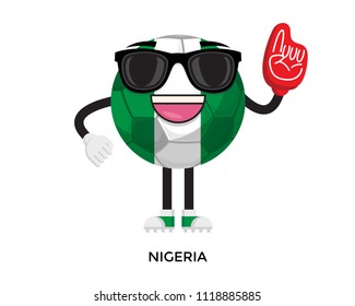 Cool International Nigeria Flag Soccer Ball Supporter Mascot Tournament Illustration
