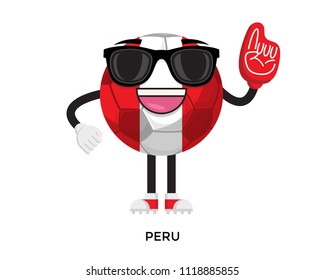 Cool International Peru Flag Soccer Ball Supporter Mascot Tournament Illustration