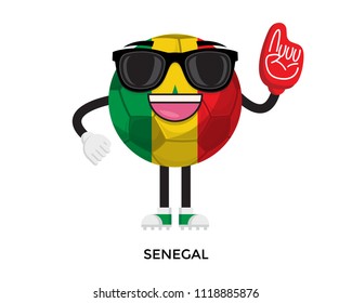 Cool International Senegal Flag Soccer Ball Supporter Mascot Tournament Illustration