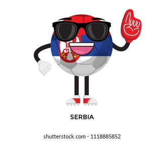 Cool International Serbia Flag Soccer Ball Supporter Mascot Tournament Illustration
