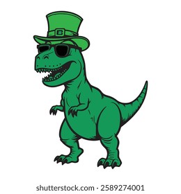 Cool Irish Dinosaur Clipart – Funny St. Patrick’s Day T-Rex Design.