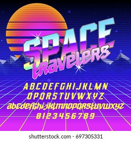 Cool italic typeface SPACE travelers with sans serif uppercase letters and script small case. Good for bright captions and unforgettable logos.

