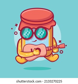 cool jam jar character mascot playing guitar isolated cartoon in flat style design 