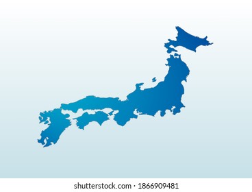 Cool Japan Map Blue Gradient.