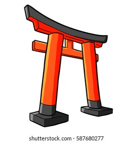 Cool Japanese gate usually seen in Japan culture tourist destination - vector