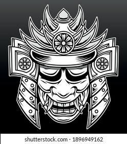 Cool japanese samurai. Premium vector