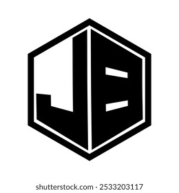 Vector fresco de la letra de JB, forma del hexágono del concepto, fondo blanco.