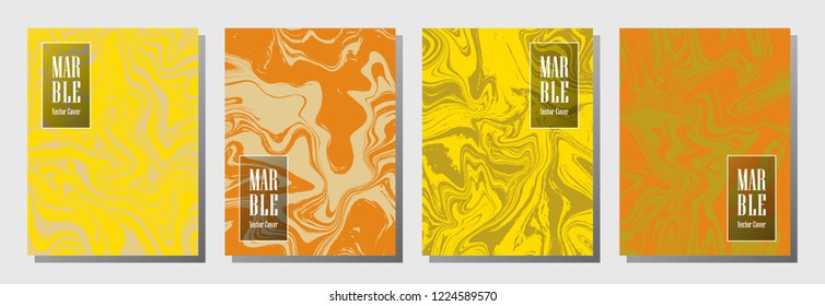Cool journal layouts set. Composition for binder template, corporate flyers. Annual report cover fluid layouts set. Flyer, brochure mockup, report, journal, binder vectors, title place.