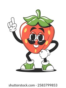 Cool kawaii red strawberry character