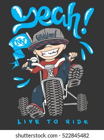 Cool kid on bike, t-shirt print