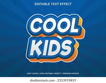 cool kids editable text effect template with abstract background and 3d style use for business brand and logo