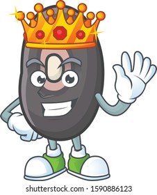 Cool King of black beans on cartoon character style