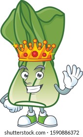 Cool King of bok choy on cartoon character style
