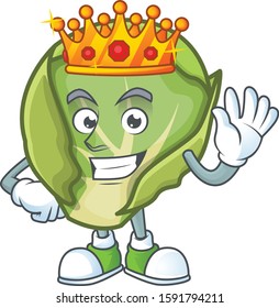 Cool King of brussels sprouts on cartoon character style