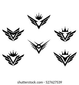 Cool King Eagle Wings Logo Symbol Template