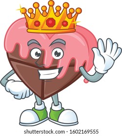 Cool King of love chocolate with pink on cartoon character style