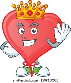 Cool King of red love balloon on cartoon character style