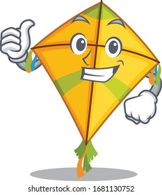 Cool kite cartoon design style making Thumbs up gesture