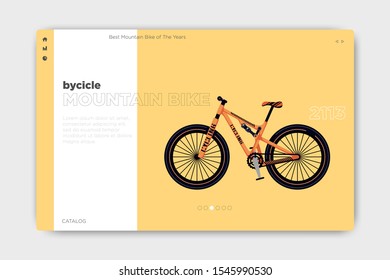 Cool landing page design with a bicycle image as a product, good typography, new style layout, can be used for websites, phones, banners, greeting cards and name cards