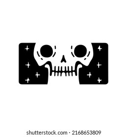 Cool landscape shape with skull head inside, illustration for t-shirt, sticker, or apparel merchandise. With doodle, retro, and cartoon style.