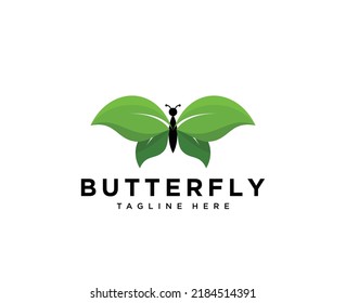 Cool Leaf Butterfly Logo Design